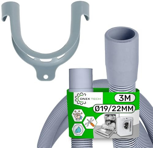 Universal Tubo Desague Lavadora y Lavavajillas con Soporte 3 m Ø 19/22 mm - Garantía de 5 Años - ONIX TECH