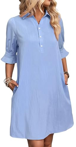 FENSACE Work Dresses for Women 2026 Summer Business Denim Blue Sundress Casual Polo Easter Beach Dress