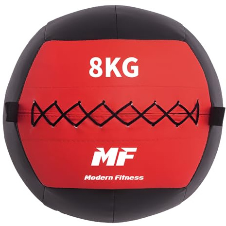 Modern Fitness Wall Ball Medicine Ball Premium Core Training Choose 5kg 6kg 7kg 8kg 9kg 10kg Durable and Hardwearing (8kg Red)