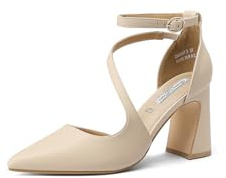 QUEEN HELENA Décolleté con Cinturino Scarpe con Tacco Alto Casual Eleganti Donna ZM9973 Beige 38