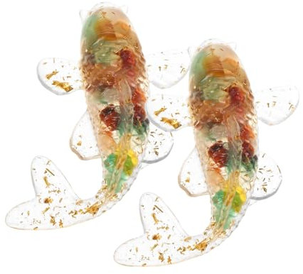 Toyvian 2piezas Adorno De Cristal Decoración De Peces Suerte para Escritorio Elegante Figura Material Resistente Único para Hogar y Oficina