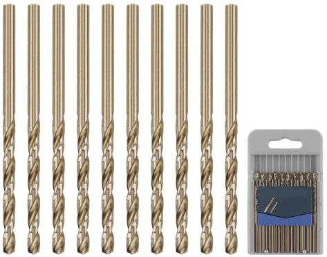 10 Pezzi HSS-Co Punta per Metallo, Set Punte Trapano Professionali 3 mm M35 HSS-Co Cobalto, Alta Resistenza e Precisione per Forare Metallo, Ferro, Acciaio Inossidabile, Alluminio e Legno