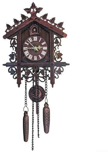 ZAMETTER Relojes de cuco vintage hecho a mano, reloj de cuco de madera de granja, reloj de pared de árbol con números romanos grandes para el hogar, sala de estar, dormitorio, oficina, decoración de