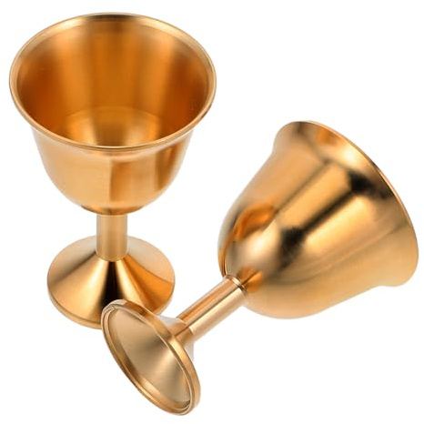 VICASKY Lot de 2 Coupes Calices en Laiton pour Vin et Eau, Objets Symboliques de Communion