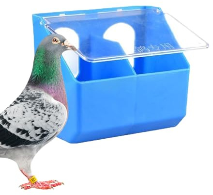 para palomas, cuenco impermeable de doble agujero, de alimentación para palomas con cubierta para codorniz, periquito, loro, pollo, aves de corral, al aire libre, interior, patio, jardín
