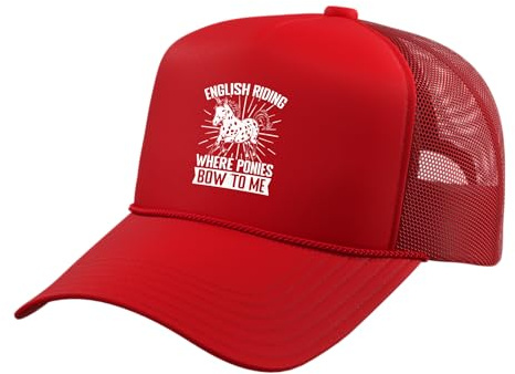 Horseback Riding Pony Bow to Me Horse Rider Trucker Hat with Adjustable Mesh Back, Red