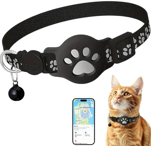 Collier GPS Chat, 2026 Nouveau Traceur Collier GPS pour Chien, sans Carte SIM, sans Abonnement Mensuel, Localisation Temps Réel,Compatible iOS Android,Imperméable et Durable (Noir)