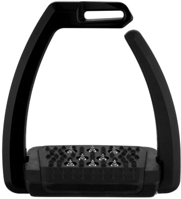 Sprenger Aero Stirrups with Spikes Black Anodised 120 mm Tread Width Stirrups for Riders Aluminium Anodised Shock Absorbing and Joint Friendly Equestrian Accessories