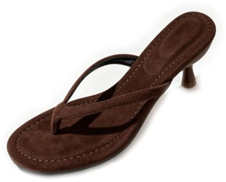 Sandalias Mujer tacón Kitten, Tira T Ancha, Estilo Tong, Mule sin talón