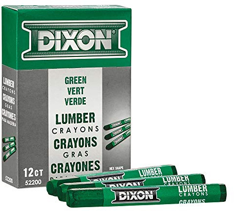 DIXON Industrial Lumber Marking Crayons, 4.5 x 1/2 Hex, Green, 12-Pack (52200)