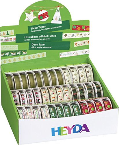 Heyda 203584396 Klebefilm Deko Tapes Display (Weihnachten, Klebeband, wieder ablösbar, Bandgröße, Menge 36)