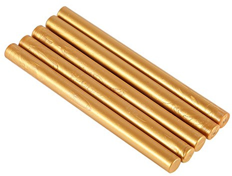 Fdit 5 st sigillstämplar sigillstämplar 10 färger manuskript tätning för vintage bröllopsdag inbjudningskort (guld)