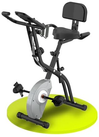 ATIVAFIT Foldable Exercise Bike - Magnetic Indoor Cycling Bike 3-In-1 Home Fitness Bike with Resistance Bands