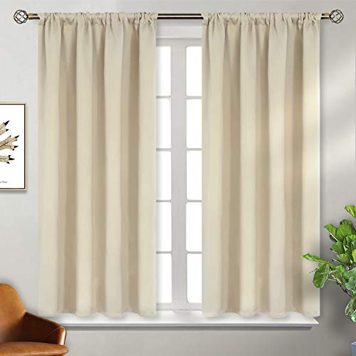 BGment Lot de 2 Rideaux occultants à Isolation Thermique avec Passe-Tringle pour Chambre à Coucher - 106,7 x 114,3 cm de Long - Beige