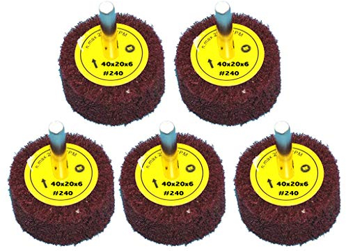 5 Stück Schleifvlies Körnung: 240, 40mmx20mm, 6mm Einspannschaft- Schleifmopstift, Vliesschleifer, Schleifmop, Schleifvlies mit Schaft.
