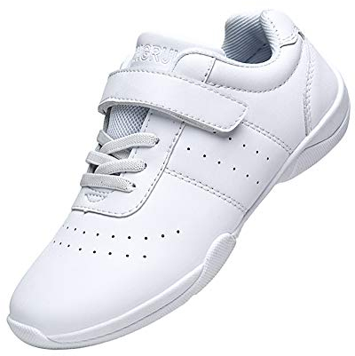 DADAWEN Jungen Mädchen Cheerleading Schuhe Tanz Sneaker Jazz Training Schuhe,Weiß,36 EU