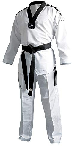 adidas Taekwondodräkt, adi Fighter Eco med ränder, svart , Vit, XL