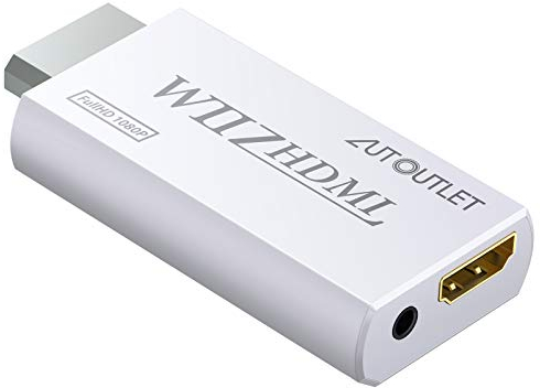 AUTOUTLET Wii to HDMI Converter 1080P for Full HD Device, Wii HDMI Adapter with 3.5 mm Audio Jack&HDMI Output Compatible with Nintendo Wii, Wii U, HDTV, Monitor-Supports All Wii Display Modes 720P