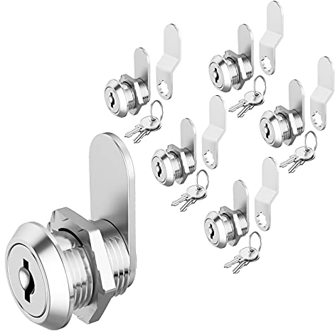 Lot de 5 verrous à came à clé identique, 1,6 cm avec clé, verrous de camping-car pour porte de rangement, dossiers, tiroir, boîte aux lettres, porte de camping-car, en alliage de zinc