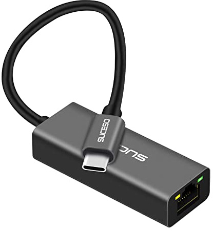 SUCESO Adaptateur USB C vers Ethernet Thunderbolt 3 Type C vers RJ45 Réseau LAN Ethernet Gigabit à 1000 Mbps Compatible avec MacBook Pro Air, iPad Pro Air, Surface Go, Dell XPS, ChromeBook Pixel etc