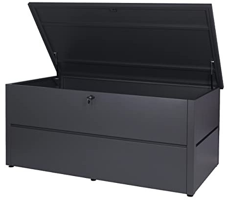 Mendler Gartentruhe HWC-J56, Aufbewahrungsbox Auflagenbox Truhe, Wasserdicht Metall Edelstahl 69x165x85cm 692l - anthrazit