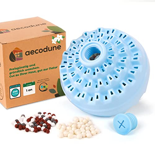 aecodune 2 Jahre Ökologisches und Wirtschaftliches Waschmittel - 240 Waschladungen - Waschkugel Waschmaschine - Natürliches Waschpulver in Wäscheperlen Zero Waste - Hypoallergenes Jasmin - Anti-Kalk