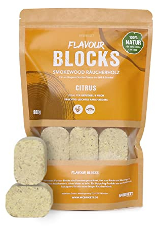 McBrikett Flavour Blocks, Räucherholz, Smokewood, Chunks, 800g, 100% Natur, extra langes Raucharoma, Citrus