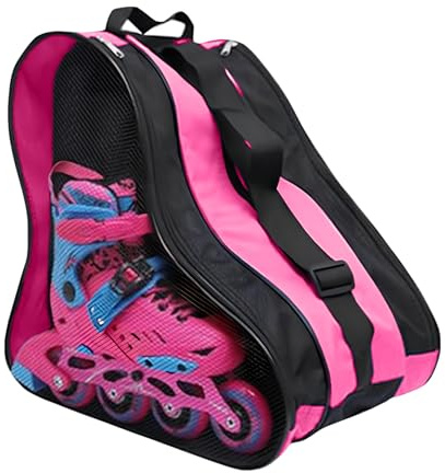 LODMOD Ice Skate Bag, Large Capacity Skating Bag for Quad, Inline, Rollerblade, Figure & Ice Hockey Skates Protective Accessories for Girls (Pink)