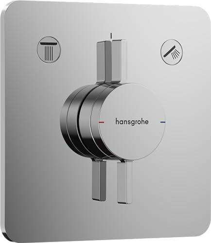 hansgrohe DuoTurn Q, grifo de ducha empotrado para 2 funciones, grifo monomando ducha, mezclador monomando de ducha para iBox universal 2, cromo