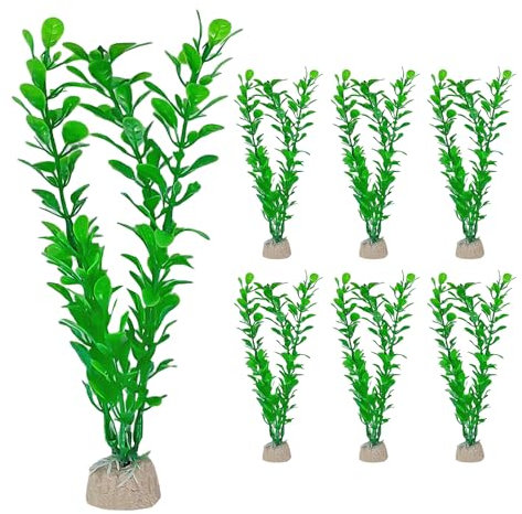 DHSBGWSX Lot de 6 plantes d'aquarium artificielles - Accessoires pour plantes aquatiques d'aquarium - Décoration d'aquarium - Plantes aquatiques en plastique - Accessoires d'aquarium et ornements