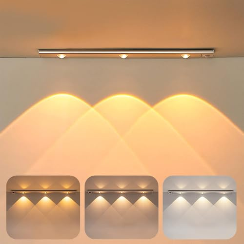 Luz Cocina Bajo Mueble, Luces Armario, Barra LED Recargable, 40cm Luces LED Armario con Sensor de Movimiento, Recargable Luz Nocturna, Brillo Regulable Lámpara 3 Modos para Cocina, Enfriador de Vino