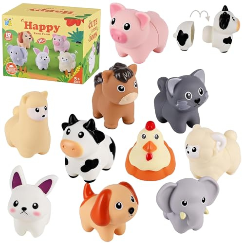 Binnan 10 Pezzi Giocattoli Montessori per Bambini, Montessori Giochi Bambini, Mini Animali Della Fattoria Set, Giochi Bambini 2 Anni Montessori, Regali per Bambini
