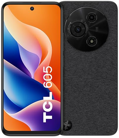 TCL 605 Smartphone 6.67 HD+, 256GB ROM, 8GB RAM (+10GB Expansión), Cámara 50MP, Batería 5200mAh, Android 15, Dual SIM, Negro