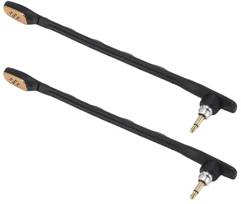 ASHATA Microfono Sostitutivo 2pcs, Chiaro Rumore del Suono Che Annulla la Chiarezza Vocale Migliorata Microfonga Rimovibile con Tappo di Gaming TR (BLACK)