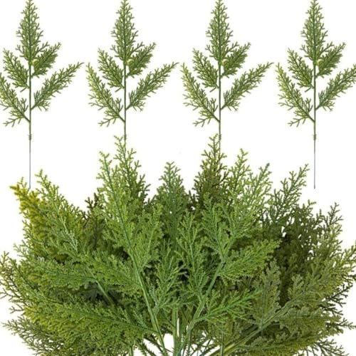50 pezzi di rami di abete artificiali da 30 cm, rami di pino artificiali con foglie di pino in plastica, rami di abete decorativi sempreverdi, aghi di pino finti, accessori fai da te per ghirlande