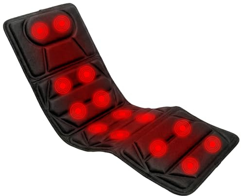 BONPLUS BP Esterilla de Masaje Corporal con Calor y Vibración, Colchoneta de Masaje, Masajeador Cervical, Funda de Asiento de Masaje con 5 Modos de Vibración, 10 Motores y 4 Zonas de Masaje