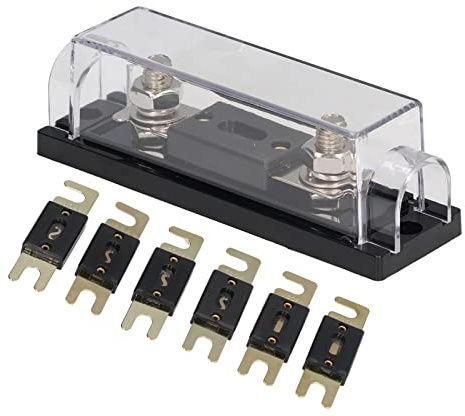 6 fusibles ANL avec bloc de support de fusible 60 A, 80 A, 100 A, 150 A, 250 A, 300 A, protection de circuit en alliage de cuivre plaqué or pour systèmes audio stéréo de voiture et