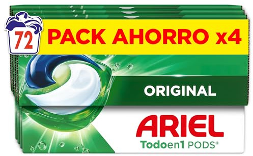 Ariel PODs Todo en 1 Detergente en Cápsulas Original, Elimina Manchas y Olores en 1 Lavado, 72 Cápsulas