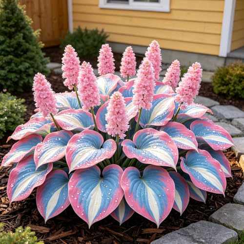 Instalación de interior y exterior Hosta rara, Siembra permanente todo el año, Forma velozmente un jardín encantador-4bulbo-I