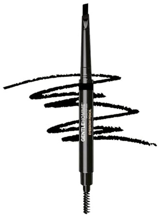 Gentlehomme - Men's 2-in-1 Eyebrow Brush & Pencil - Shape, Define & Fill In - Ultra-Thin, Long-Lasting Black - Vegan