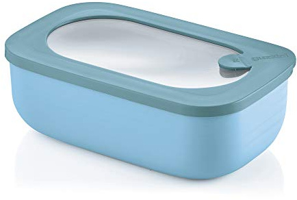 Guzzini Kitchen Active Design Contenitore Ermetico Rettangolare per Frigo/Freezer/Forno a Microonde, Spalvieri & Del Ciotto, 20 x 12 x h7 cm, 900 cc, Blu