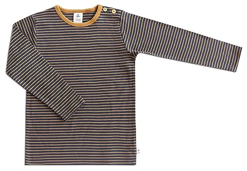 Leela Cotton unisex barn långärmad tröja, ingefära indigo t-shirt, Ingefära indigo, 74-80