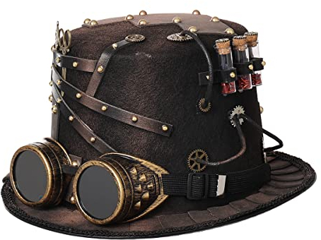 BLESSUME Zylinder Hut mit Brille for Karneval, Halloween (M, Bronze 2)