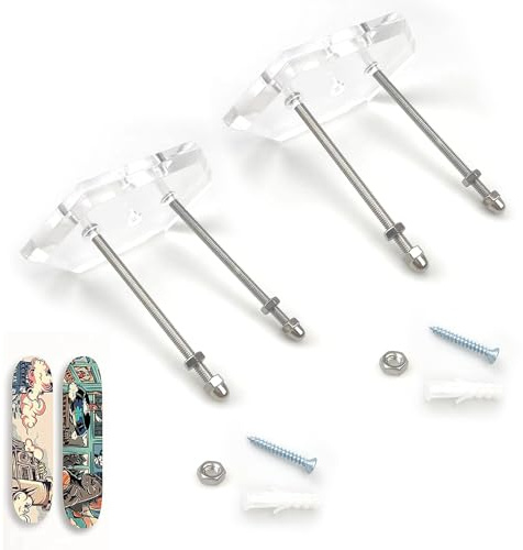 SHUIYUE 2 PièCes Supports Muraux pour Skateboard, Support Mural pour Skateboard Support D'Affichage Skateboard Mural pour Longboard PréSentoir Et Rangement(Hexagonaux)