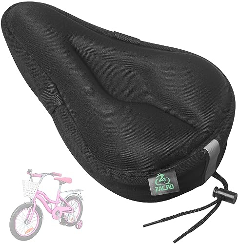 Zacro Gel Kids Bike Seat Cushion Cover for Boys & Girls, Anti-Slip Bike Seat Cover for Toddler, Breathable & Extra Soft Memory Foam Child Bicycle Saddle Padded with Reflective Strip, 9x6