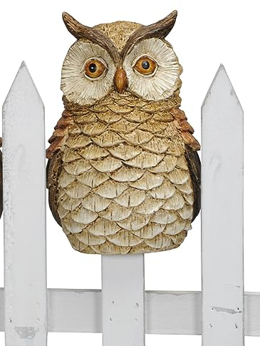 lustiger dekorativer Zaunhocker Eule oder Uhu Creme-braun (Creme-braun Uhu)