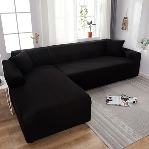 LHKXKKXX Sofabezug 2/1/3/4 Sitzer, Universal Couchbezug, Schwarz, 2 Seater