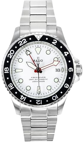 RATIO FreeDiver Men's Automatic GMT Dive Watch, Sapphire, 200m, White
