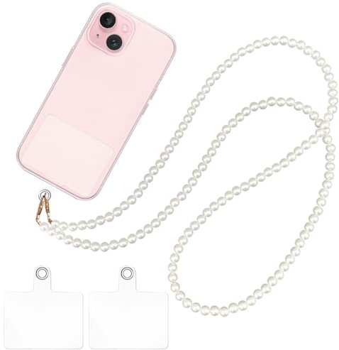 Wugauwor Cordon Telephone Portable Bijoux avec 2 Patchs Universels, Dragonne Telephone Portable en Perles, Laniere Telephone Portable pour Tous les Smartphones, Tels que Iphone Samsung