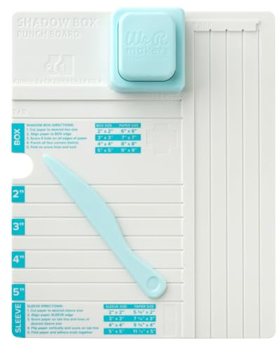 We R Makers Shadow Box Punch Board, crea cajas de sombra de 2 a 5 pulgadas, perfectas para manualidades, calendarios de Adviento, escenas en capas, tarjetas emergentes, cajas de regalo personalizadas